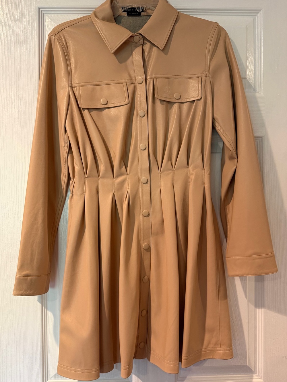 Alice & Olivia Faux Tan Leather Dress- Size S